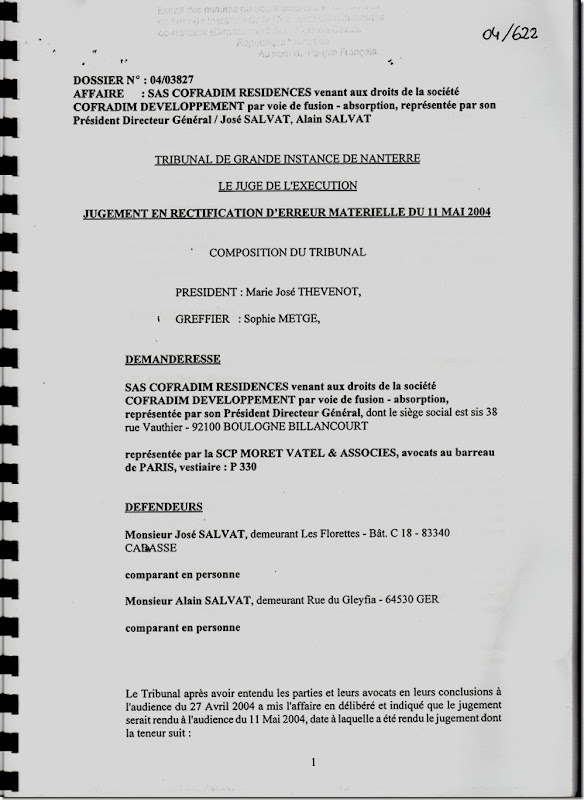 PRERAPPORT DE Maître Marc BARONI Jugement en rectification d’erreur